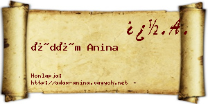 Ádám Anina névjegykártya